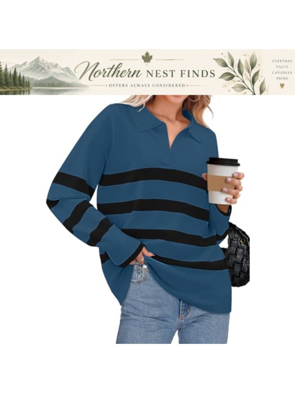 Womens Long Sleeve V Neck Oversized Knit Pullover Sweater